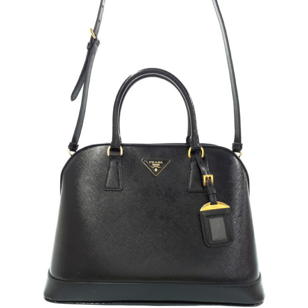 Prada Saffiano Lux Leather Promenade Shoulder Bag Black